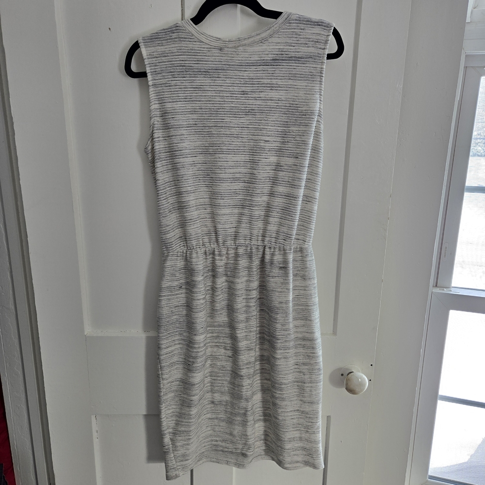 See You Monday Dress Drawstring Waist Womens Gray XL Ribbed Tank Dress w Pockets - Picture 2 of 12